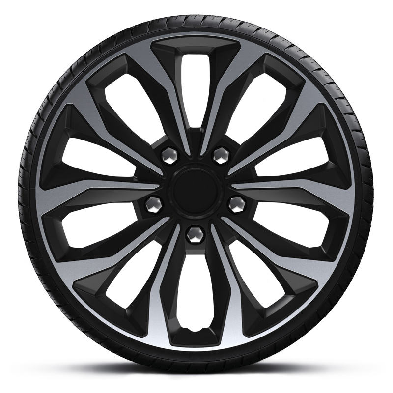 4-Delige Wieldoppenset Hornet Pro 15-inch zilver/zwart