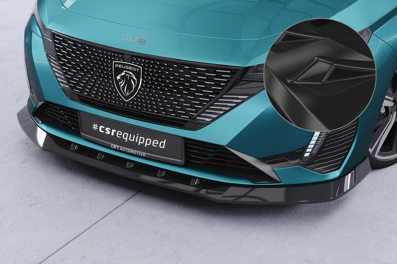 Voorspoiler Peugeot 308 (P51) glans zwart