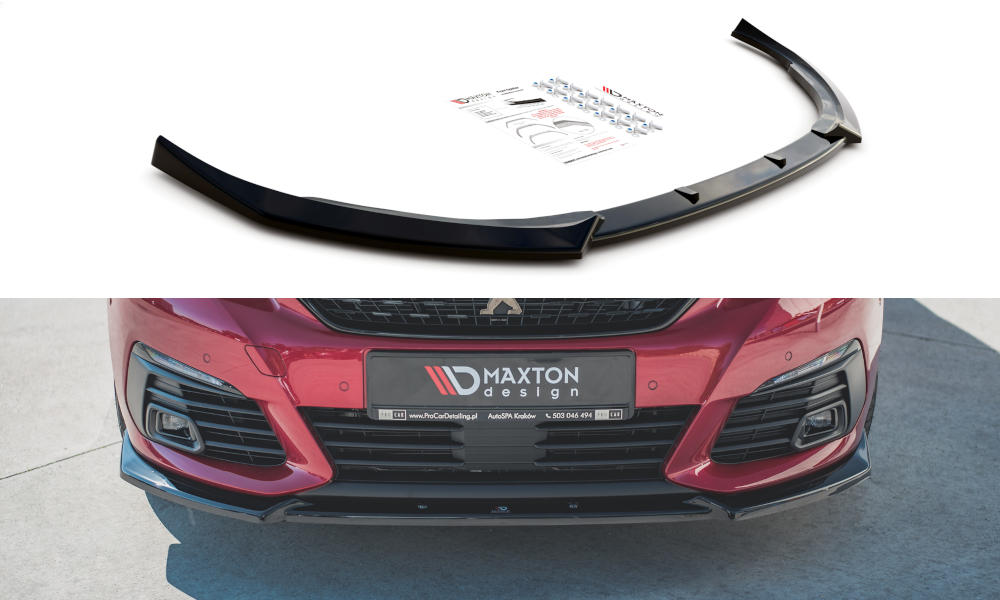 Voorspoiler Peugeot 308 GT MK2 Facelift 18-.. Glans Zwart