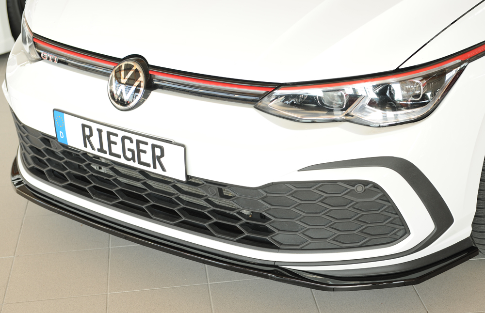 Voorspoiler Volkswagen Golf 8 GTI GTD GTE Rieger Glans zwart
