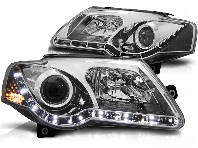 Headlights VW Passat 3C with echte DRL clear chome