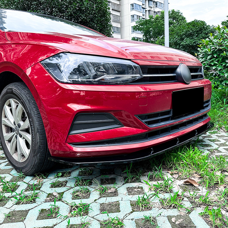 Voorspoilerlip  Volkswagen Polo (AW) 2017- excl. R-Line/GTi (Glanzend Zwart ABS)