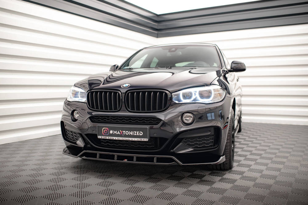 Voorspoiler V.2  BMW X6 M pakket F16 Maxton Glans Zwart