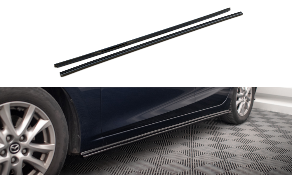 Zijskirts Mazda 3 Mk3 2013 - 2016 Maxton Glans Zwart