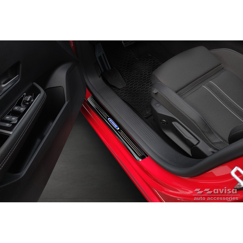 Zwart glanzend RVS Instaplijsten  Opel Astra (L) Hatchback 2021- & Opel Astra (L) Sports Tourer 2021- 'Hybrid' - 4-delig