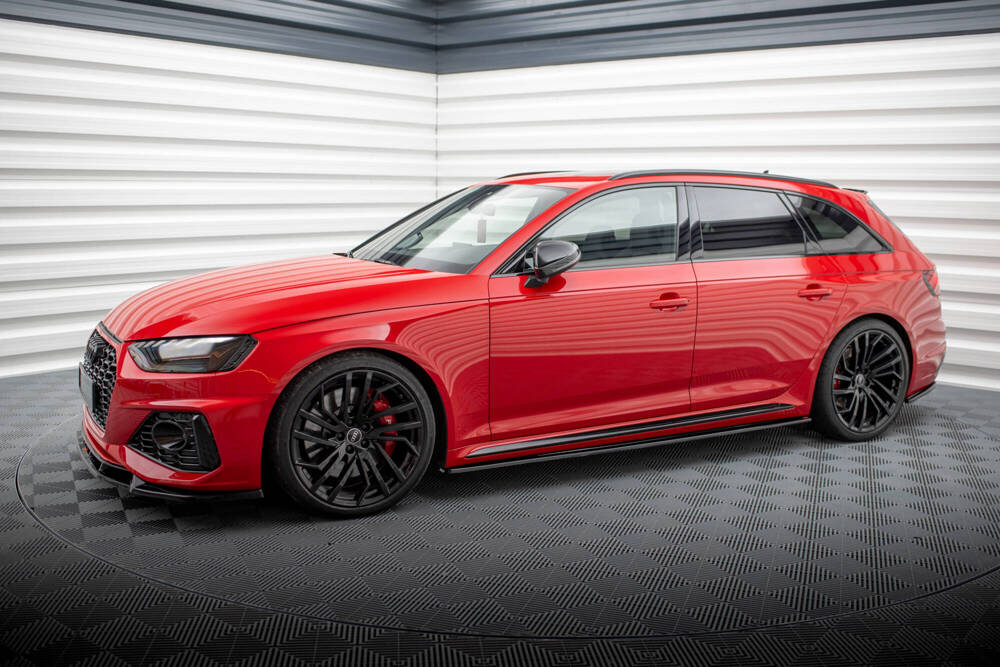 Zijskirts Audi RS4 B9 Maxton Glans Zwart