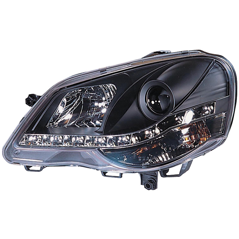 Set Koplampen in DRL-Look  Volkswagen Polo 9N2 2005-2009 - Zwart