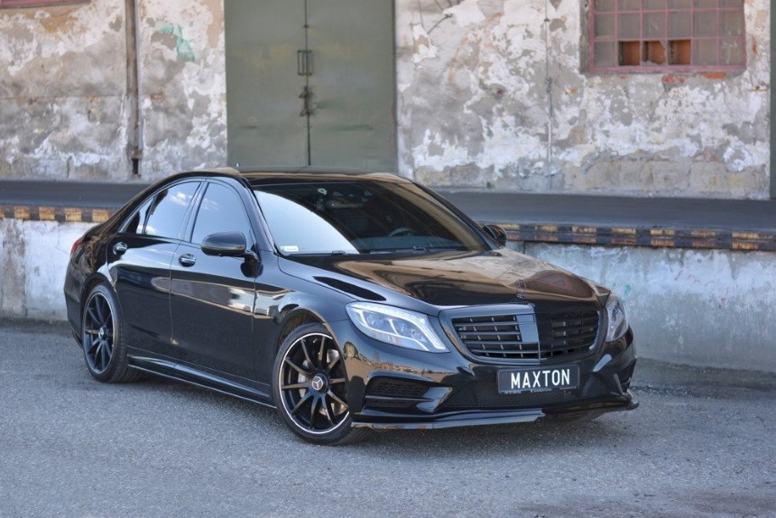 Voorspoiler Mercedes S-Klasse W222 AMG-Line Maxton Design glans zwart