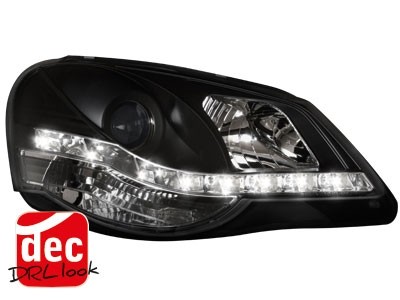 Faros VW Polo 9N3 05-09 Dayline Los ojos del Diablo negro