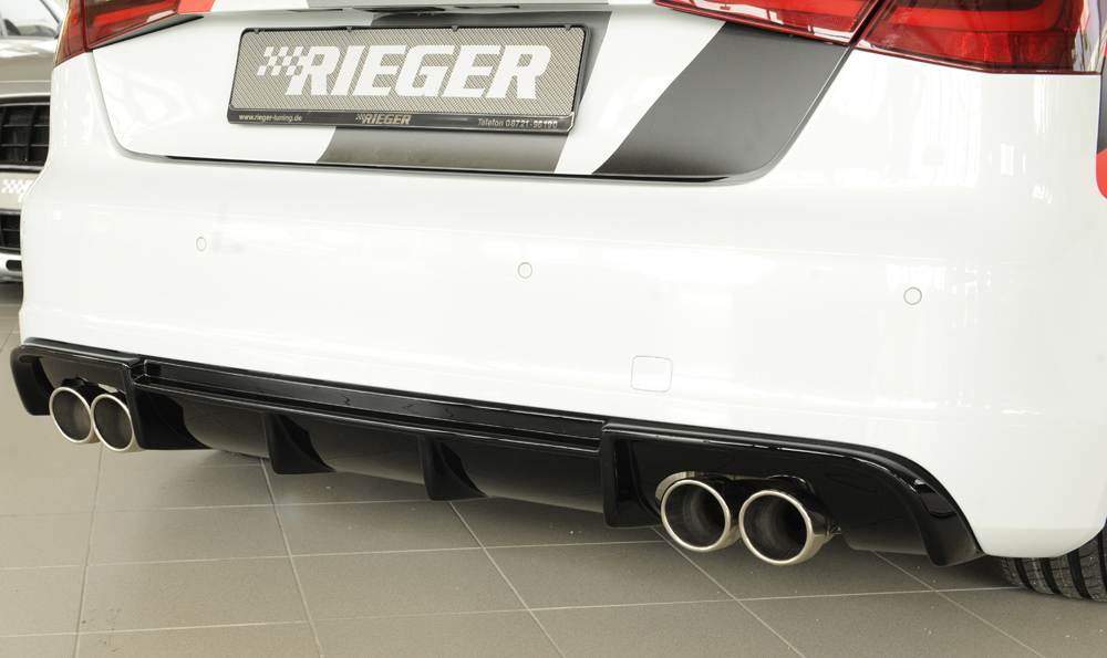 Achteraanzet Glossy black Rieger Audi A3 8V 3deurs/Sportback 12-