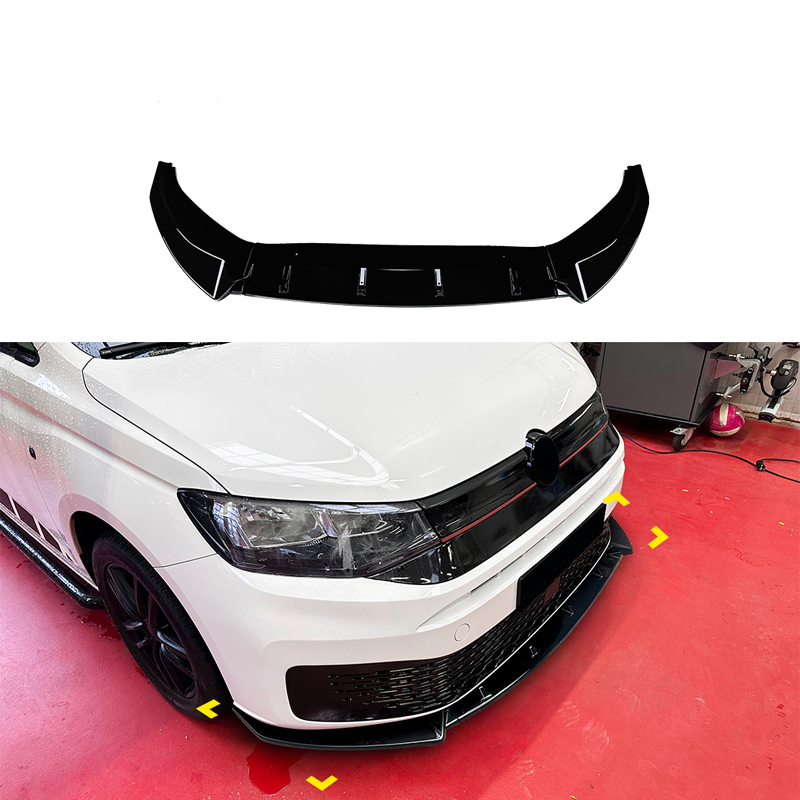 Voorspoilerlip  Volkswagen Caddy V 2020- (Glanzend Zwart ABS)