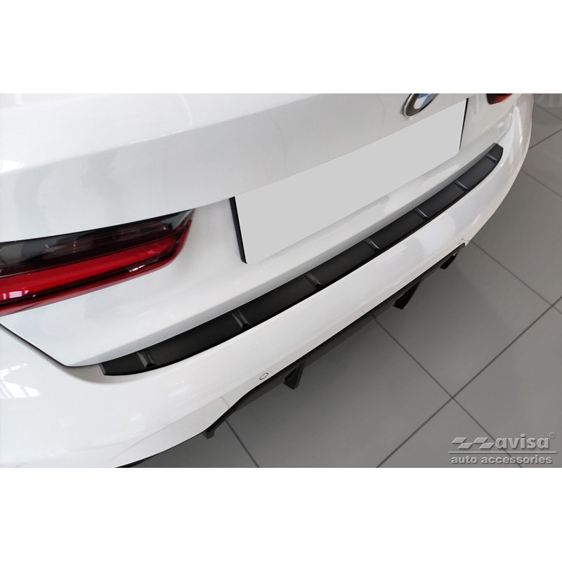 Matzwart RVS Achterbumperprotector  BMW 3-Serie G20 Sedan M-Pakket 2019- 'Ribs'