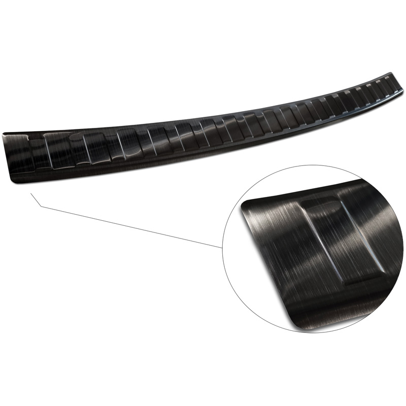 Zwart RVS Achterbumperprotector  Volkswagen Passat Sedan 2014-2019 & FL 2019-2023 'Ribs'