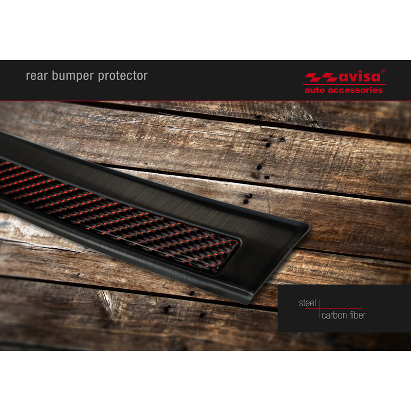 RVS Achterbumperprotector 'Deluxe'  Mercedes GLE Coupé 2015- Zwart/Rood-Zwart Carbon