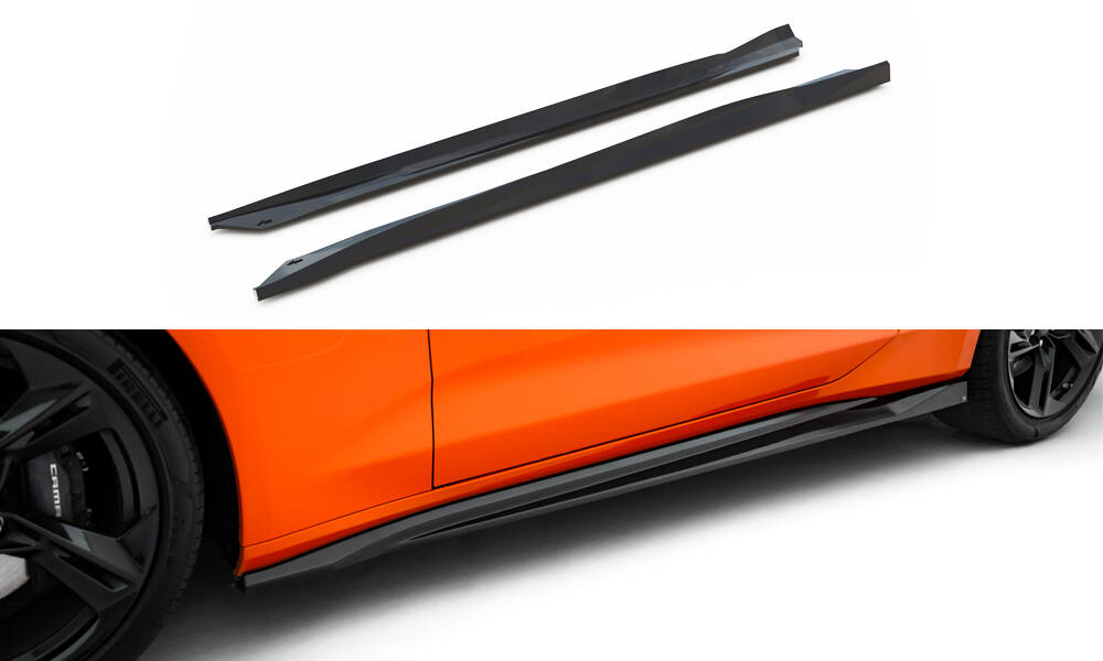 Zijskirts V.2 Chevrolet Camaro SS MK6 Facelift Maxton Glanzend zwart