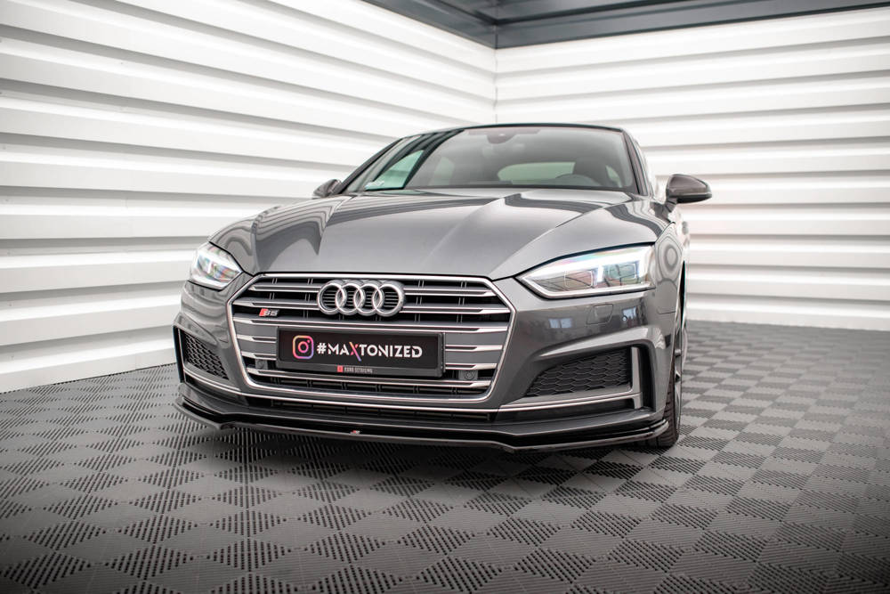 Voorspoiler Audi S5 / A5 S-Line F5 Coupe / Sportback V.1 Glanzend Zwart