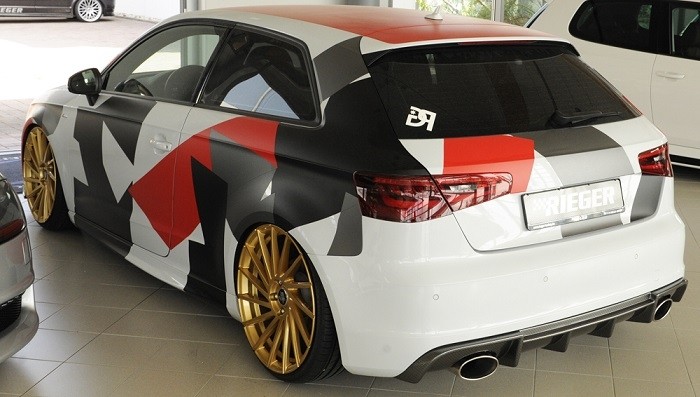 Achteraanzet RS Carbon-look Rieger Audi A3 8V 3deurs/Sportback 1