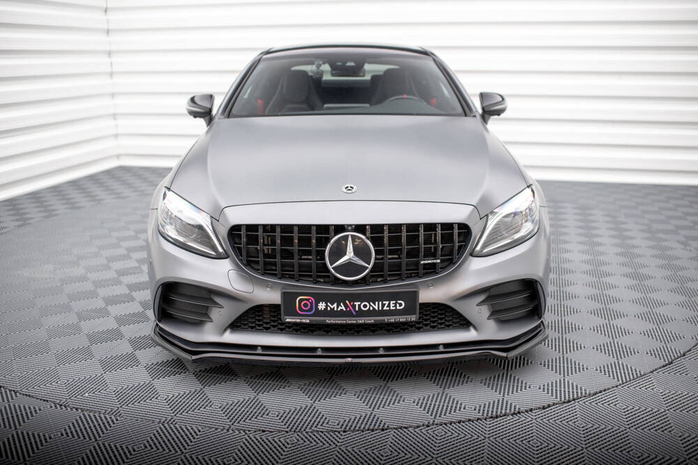 Voorspoiler V.1 Mercedes C43 W205 FL Maxton Glans Zwart