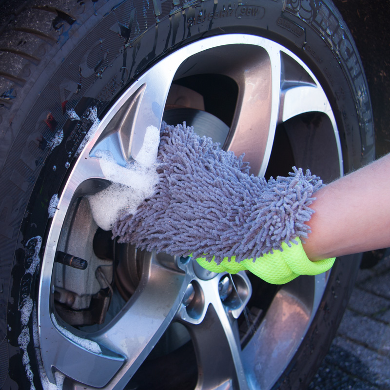 Dubbelzijdige Auto-Washandschoen - Grijs/Groen