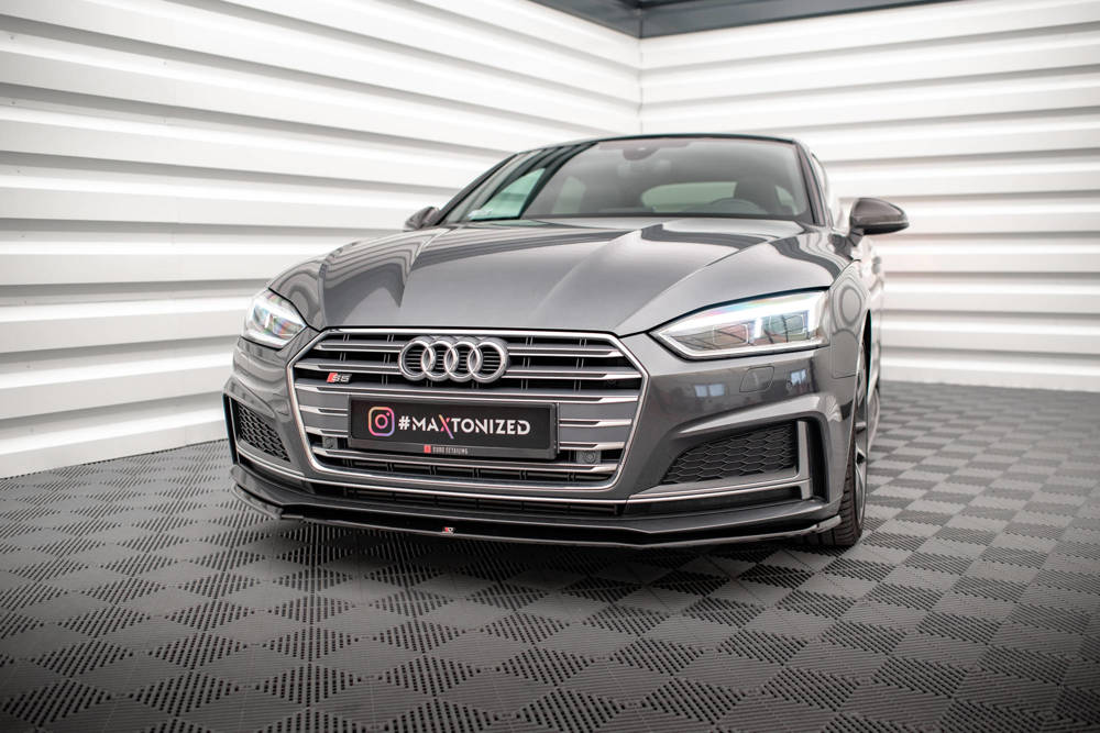 Voorspoiler Audi S5 / A5 S-Line F5 Coupe / Sportback V.2 Glanzend Zwart