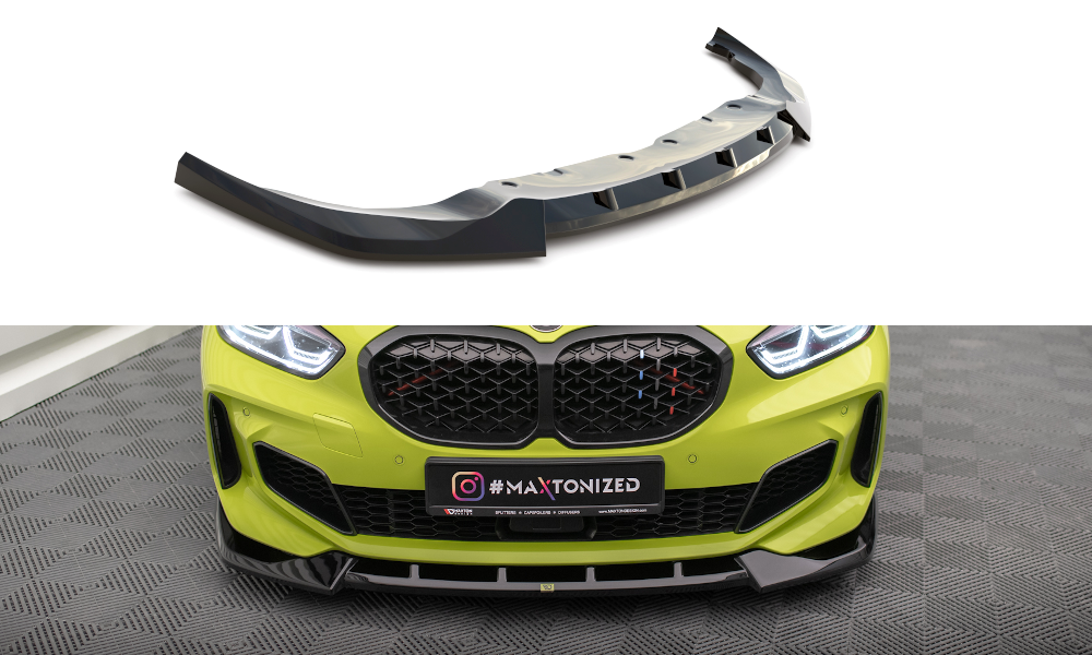 Voorspoiler V.6 BMW 1 F40 M Pakket & M135i Maxton Glans Zwart