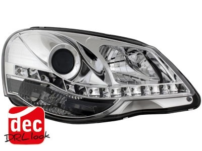 Faros VW Polo 9N3 05-09 Dayline Los ojos del Diablo cromo