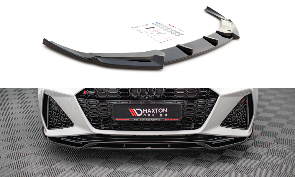 Voorspoiler V.1 Audi RS6 / RS7 C8 Maxton Glanzend Zwart