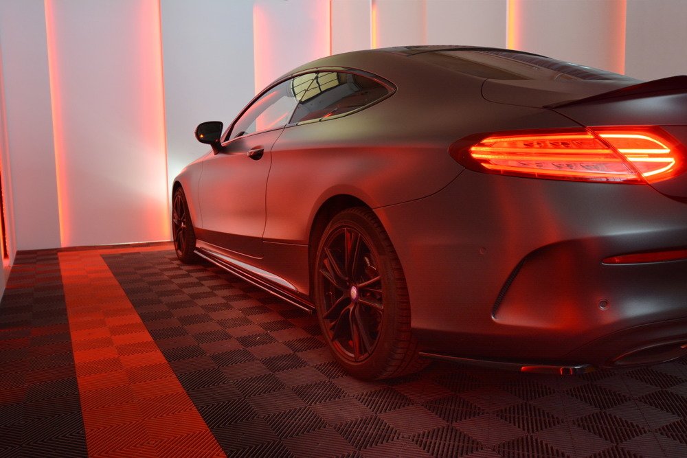 Zijskirts Mercedes C Klasse W205 Coupe AMG Pakket Maxton Glans Zwart