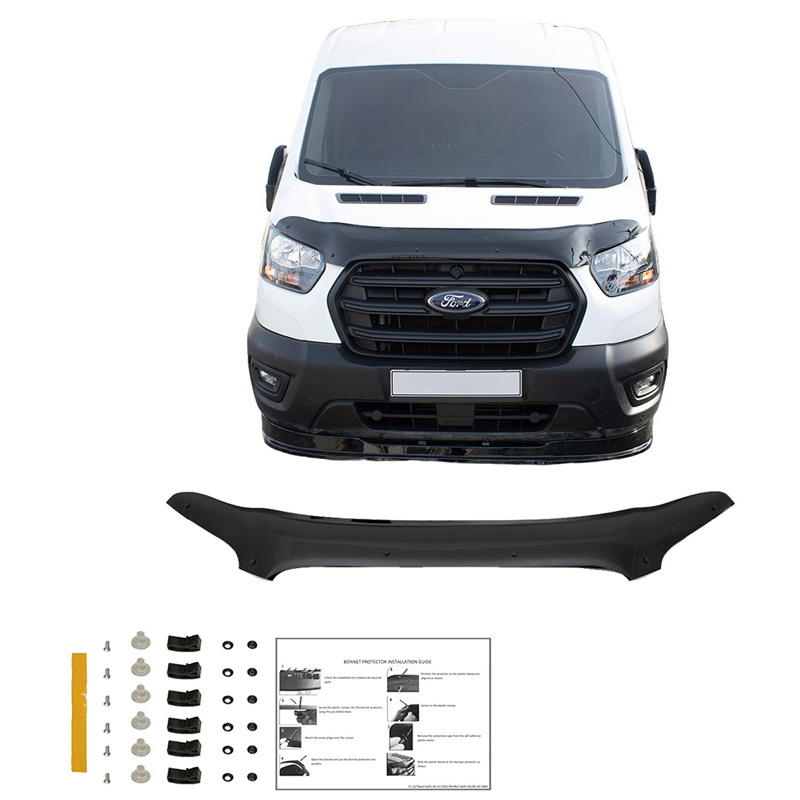 Motorkapbeschermer (steenslagcover)  Ford Transit MK8 Facelift 2019- - Glanzend zwart