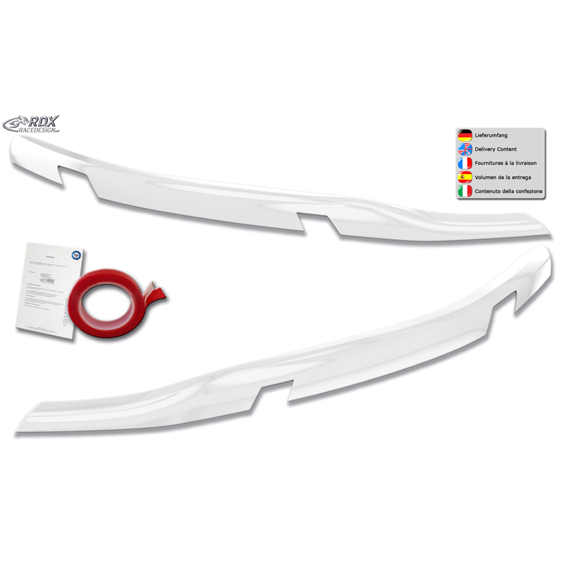 RDX Koplampspoilers  Ford Transit Custom & Tourneo Custom (V710) 2023- (met LED & Matrix-LED) (ABS Glanzend Wit)