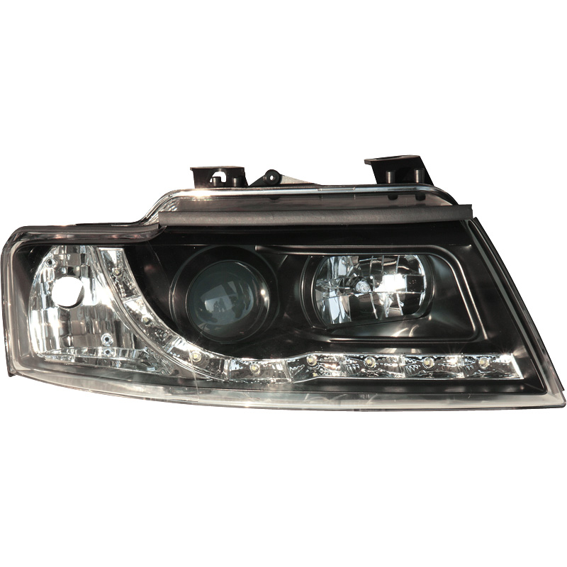 Set Koplampen in DRL-Look  Audi A4 B6 Cabrio 2002- - Zwart
