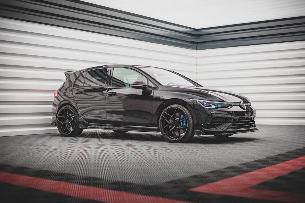 Zijskirts V.2 met Canards Volkswagen Golf 8 R Maxton Glans Zwart