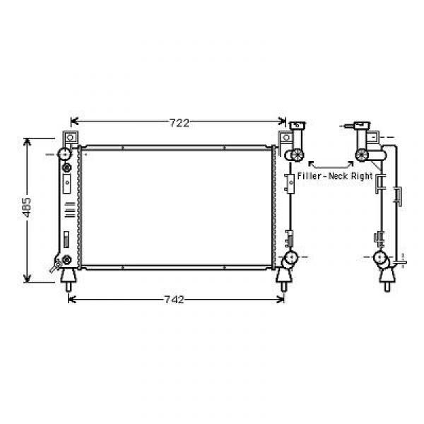 Radiator CHRYSLER VOYAGER 92-96 637x377 2.5I/3.3I/3.8I +/-AC