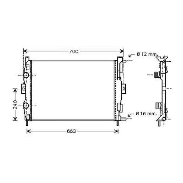 Radiator MEGANE II 02->> 02->> 590x451x18 1.41.6 +AC OOK SCENIC