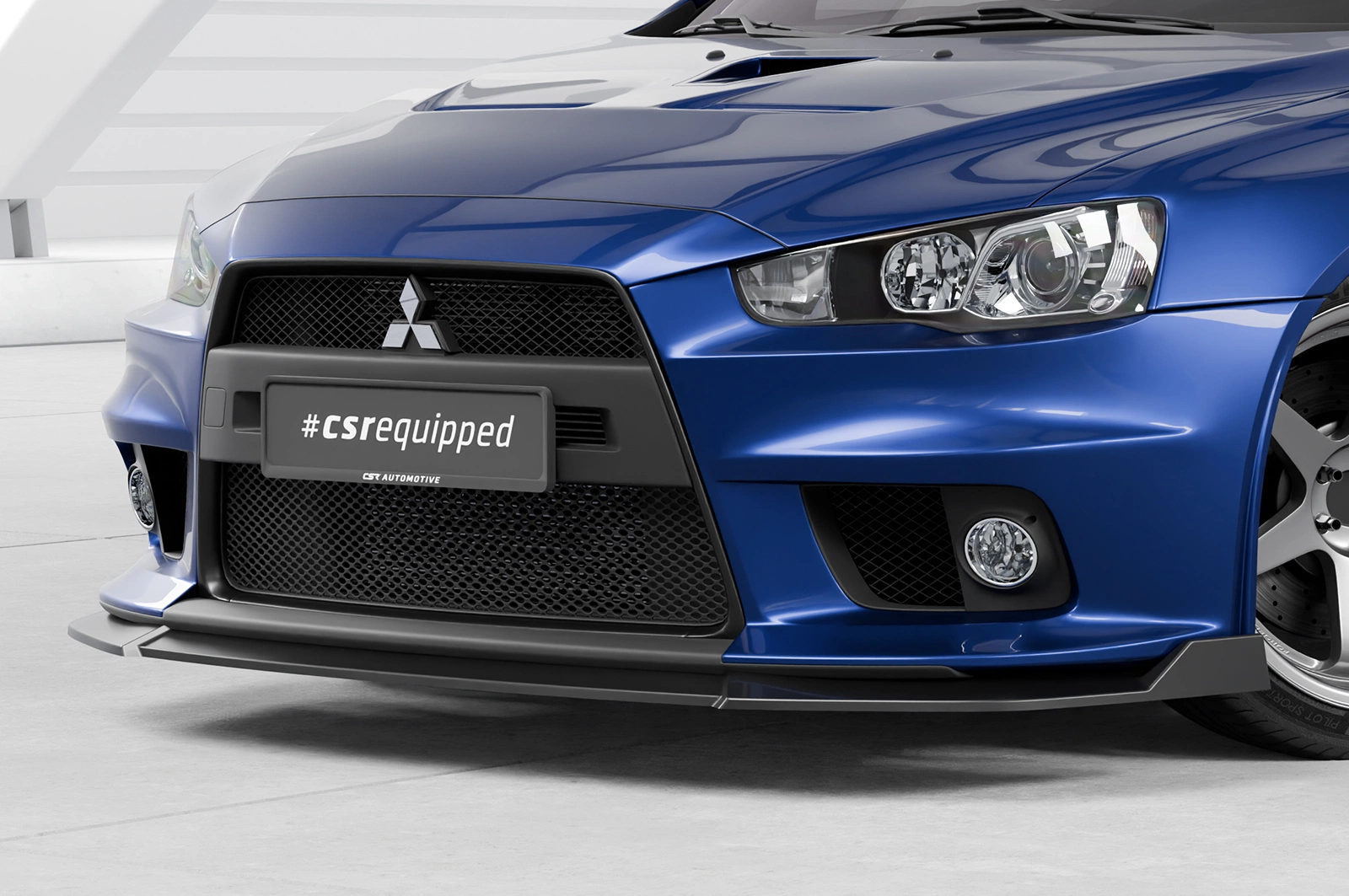 Voorspoiler Mitsubishi Lancer Evolution X glans zwart
