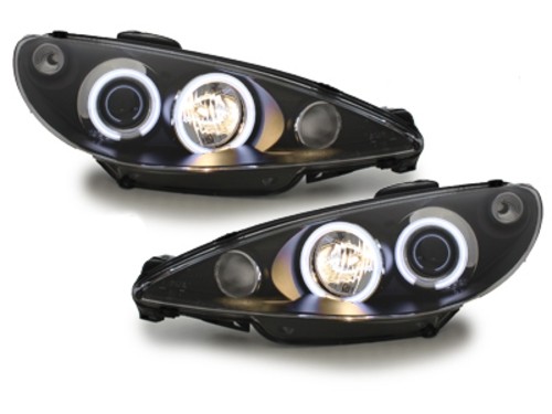 Headlights Peugeot 206 98-02 (niet GTI) CCFL Angel Eyes black
