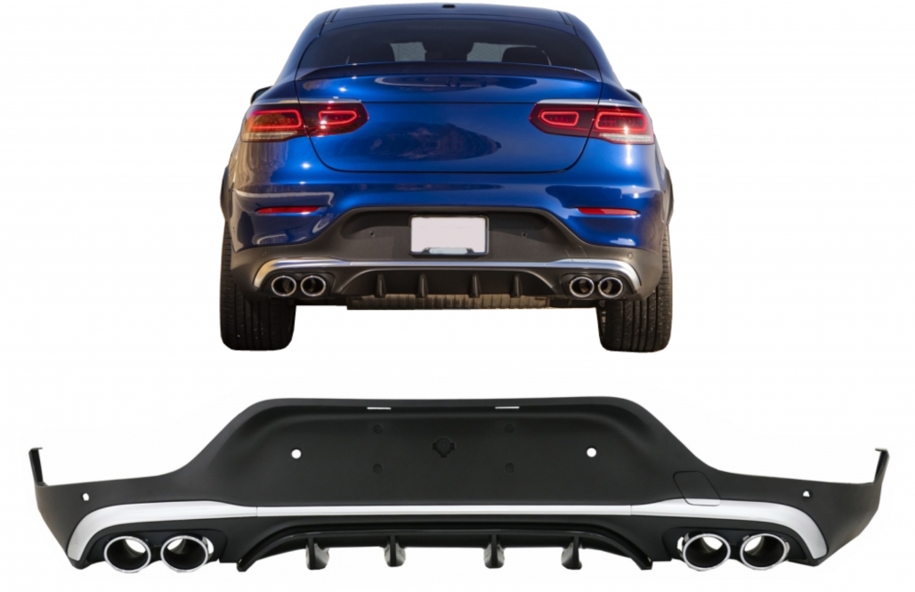 Diffusor Mercedes GLC C253 (2020-..) Coupe Facelift GLC43 incl. Uitlaat Stukken Zilver