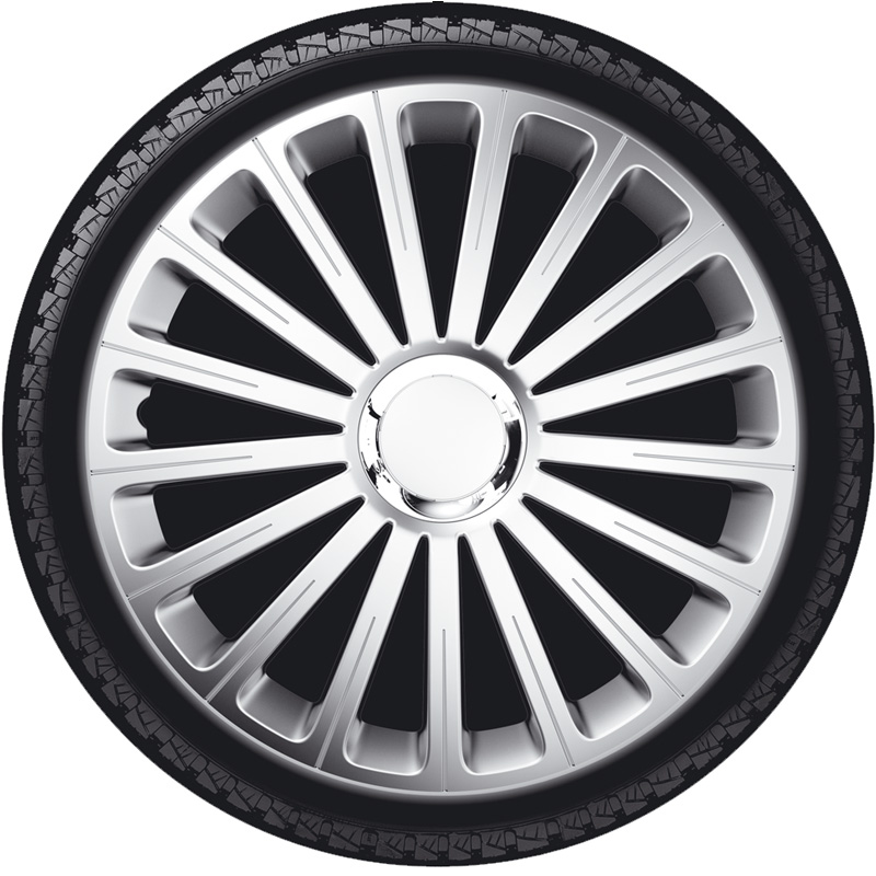 4-Delige Wieldoppenset Radical 13-inch zilver + chroom ring