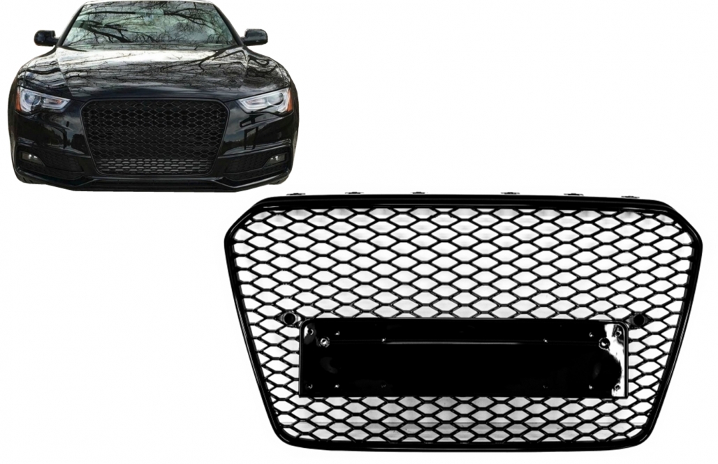 Grill Zonder Logo AUDI A5 8T (2012-2015) RS Design Glans Zwart