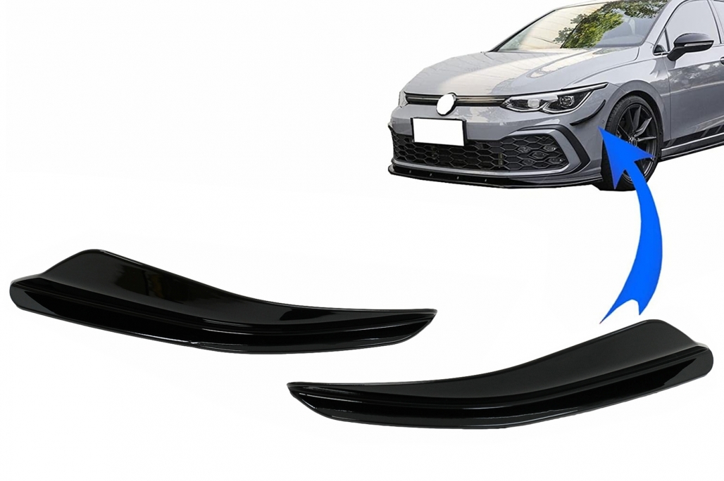 Canards Volkswagen Golf 8 GTI & R-Line Glans Zwart