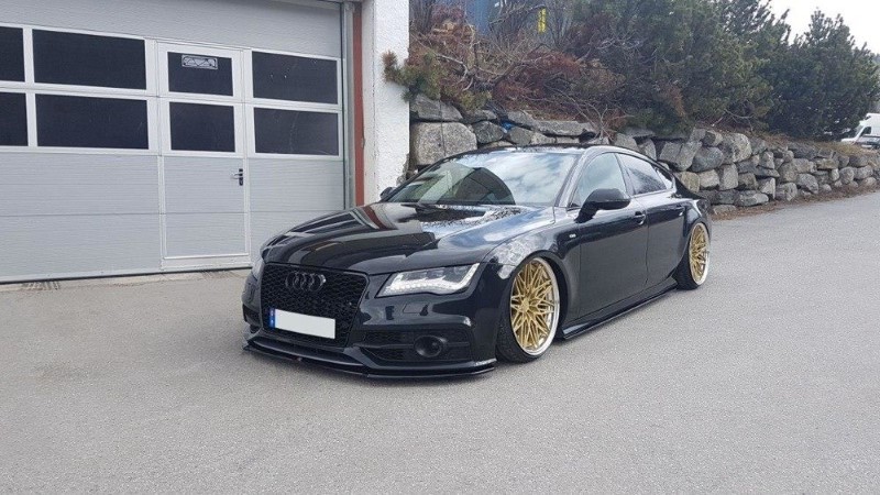 Voorspoiler V.1 Audi S7 / A7 S-Line C7 Glanzend Zwart