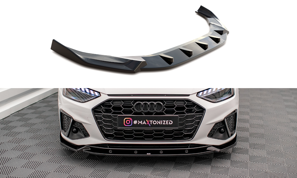 Voorspoiler V.1 Audi A4 S-Line & S4 B9 FL Maxton Glans Zwart