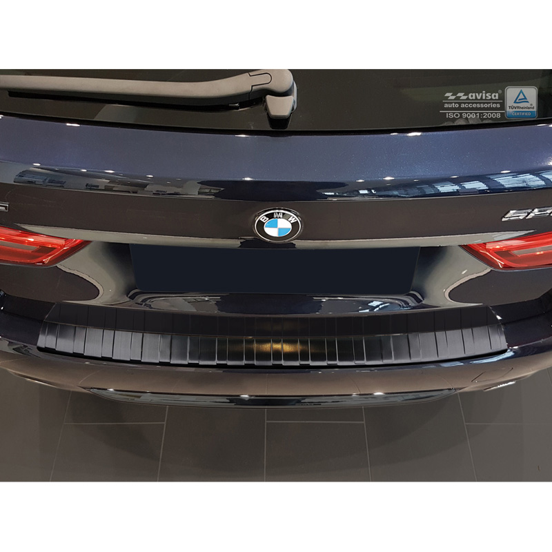 Zwart RVS Achterbumperprotector  BMW 5-Serie G31 Touring 2017-2020 excl. M-Sport 'Ribs'