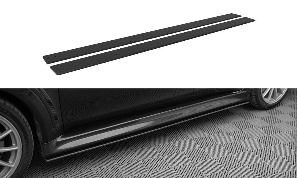 Street Pro Zijskirts Mitsubishi Lancer EVO X Maxton Glanzend zwart