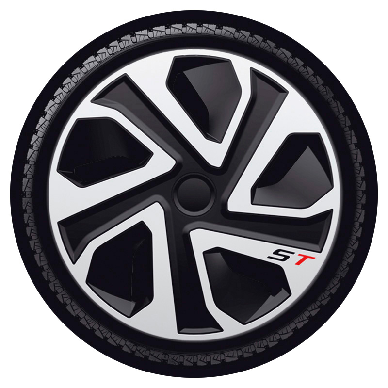 4-Delige J-Tec Wieldoppenset ST 15-inch zilver/zwart