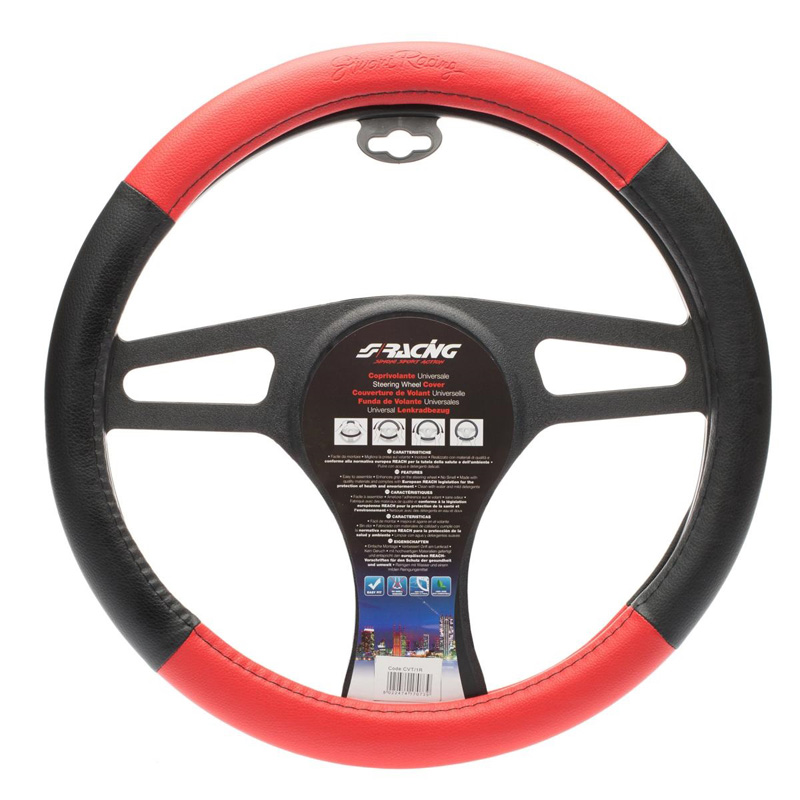 Simoni Racing Stuurwielhoes Trophy 1 - Zwart/Rood Eco-Leder - 37-39cm