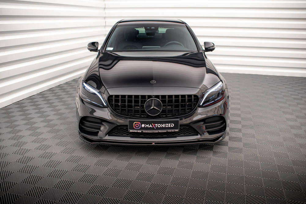 Voorspoiler V.1 Mercedes C Klasse AMG Line & C43 AMG W205 / C205 Facelift Maxton Glans Zwart