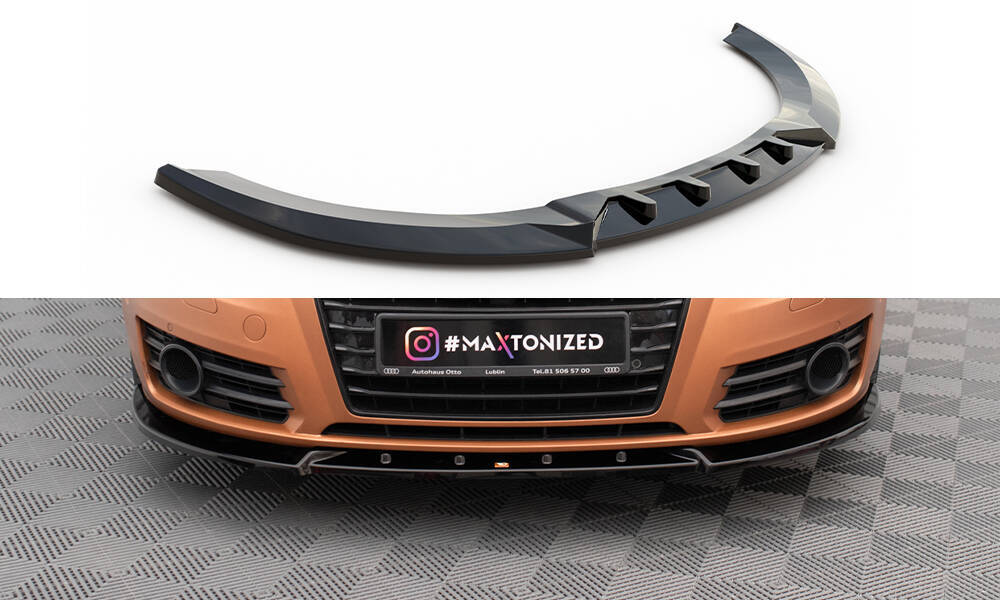 Voorspoiler V.2 Audi A7 C7 Maxton Glans Zwart