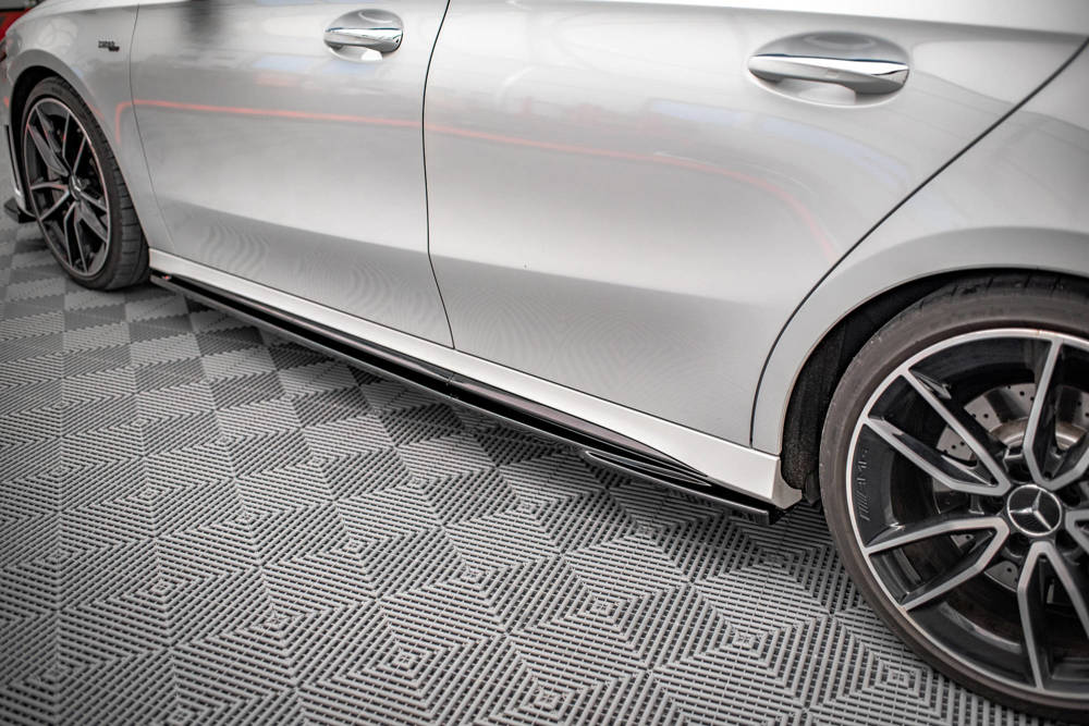 Zijskirts V.2 Mercedes A Klasse W177 A35 AMG/AMG Line Glans Zwart