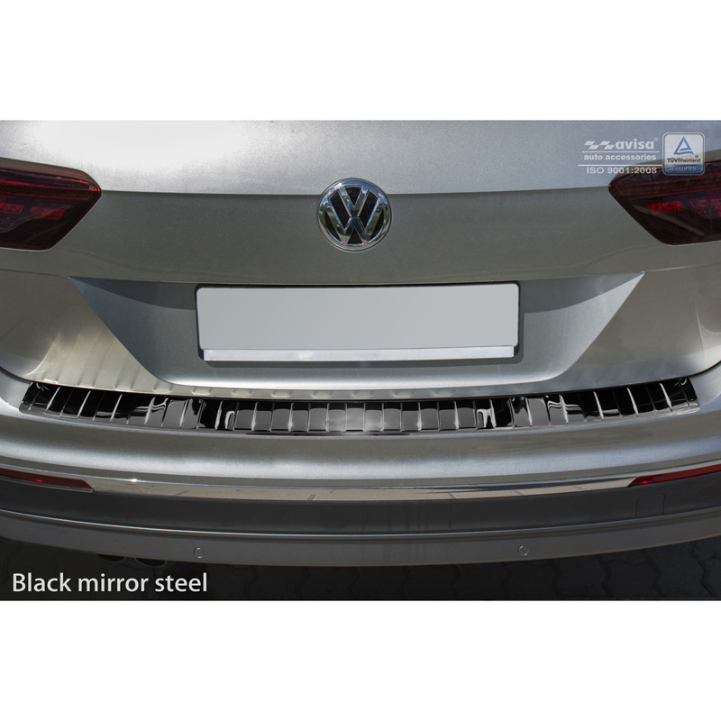 Zwart-Chroom RVS Achterbumperprotector  Volkswagen Tiguan II incl. Allspace & R-Line 2016-2020 & FL 2020-2024 'Ribs'